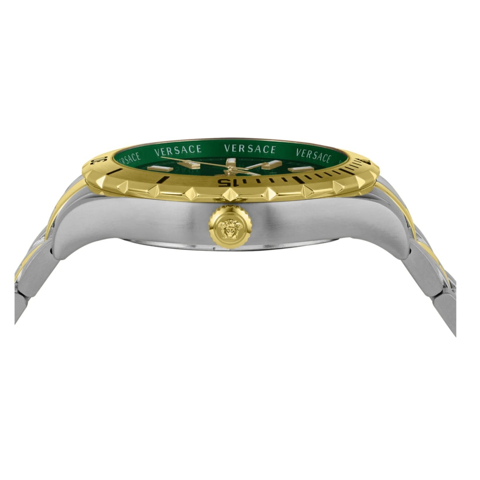  Shop Authentic Versace Hellenyium Quartz Green Dial Two Tone Steel Strap Watch For Men - VE3A00720 - Luxxuri