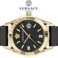 Shop Authentic Versace Greca Time Quartz Black Dial Brown Leather Strap Watch For Men - VE3K00222 - Luxxuri