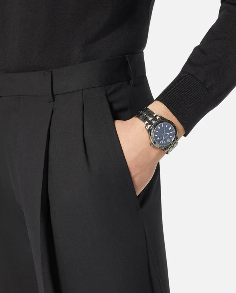  Shop Authentic Versace Greca Time Quartz Black Dial Grey Steel Strap Watch for Men  - VE3K00622 - Luxxuri