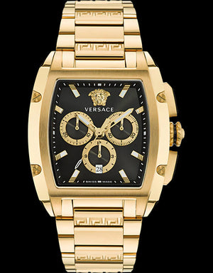  Shop Authentic Versace Dominus Chronograph Black Dial Gold Steel Strap Watch For Men - VE6H00523 - Luxxuri