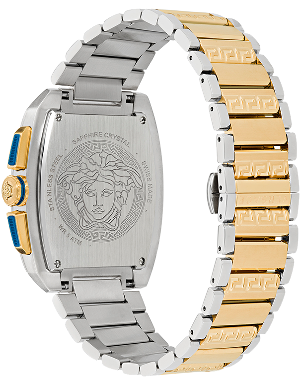  Shop Authentic Versace Dominus Chronograph Blue Dial Two Tone Steel Strap Watch For Men - VE6H00723 - Luxxuri