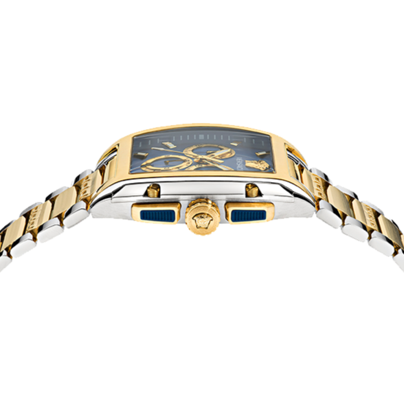  Shop Authentic Versace Dominus Chronograph Blue Dial Two Tone Steel Strap Watch For Men - VE6H00723 - Luxxuri