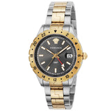  Shop Authentic Versace Hellenyium GMT Black Dial Two Tone Steel Strap Watch for Men - V11040015 - Luxxuri