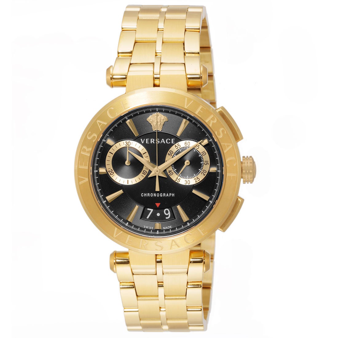  Shop Authentic Versace Aion Chronograph Black Dial Gold Steel Strap Watch For Men - VE1D01721 - Luxxuri