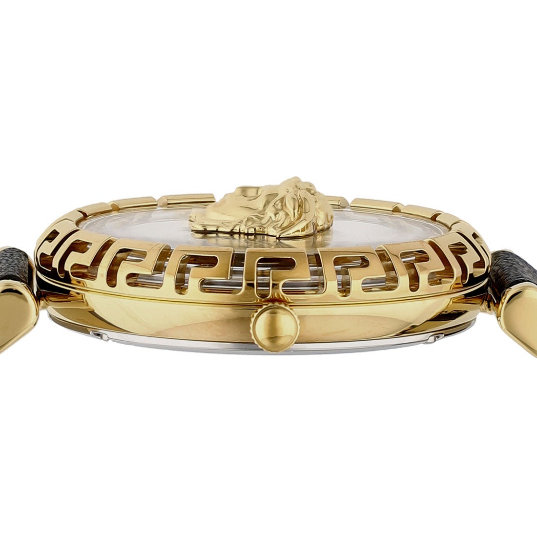  Shop Authentic Versace Palazzo Empire Greca Black Dial Black Leather Strap Watch for Women - VEDV00119 - Luxxuri