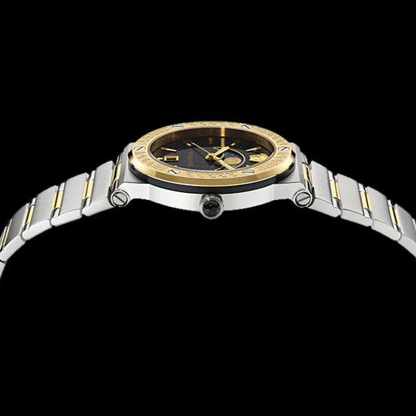  Shop Authentic Versace Greca Logo Moonphase Black Dial Two Tone Steel Strap Watch for Men - VE7G00223 - Luxxuri