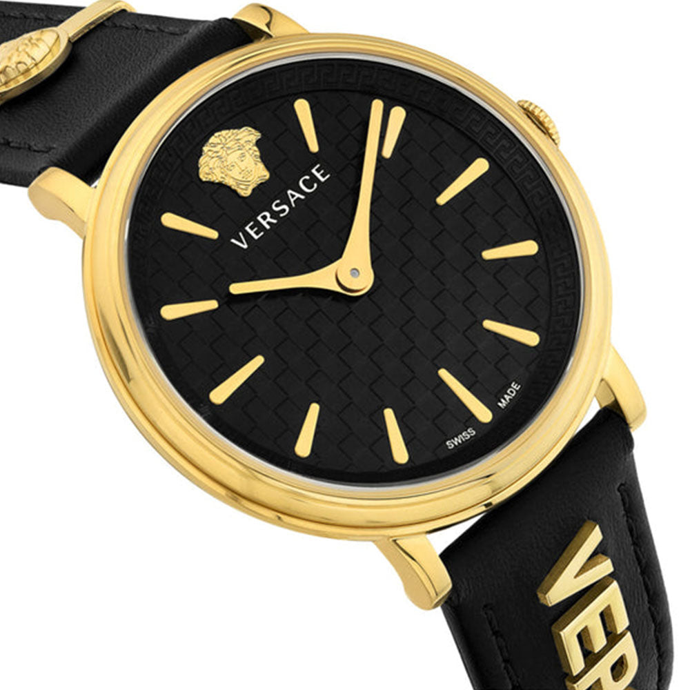  Shop Authentic Versace V Circulus Quartz Black Dial Black Leather Strap Watch for Women - VBP12017 - Luxxuri