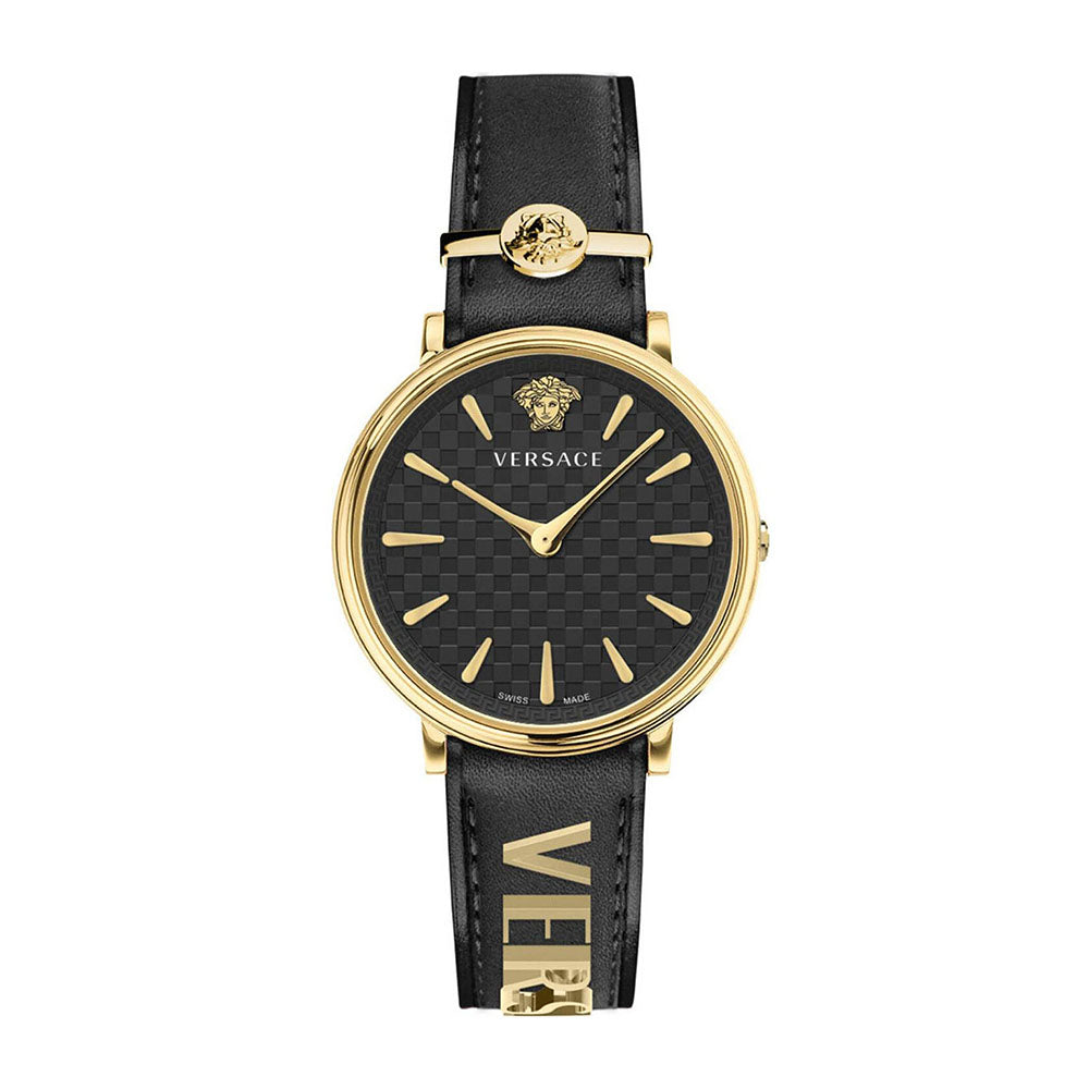  Shop Authentic Versace V Circulus Quartz Black Dial Black Leather Strap Watch for Women - VBP12017 - Luxxuri