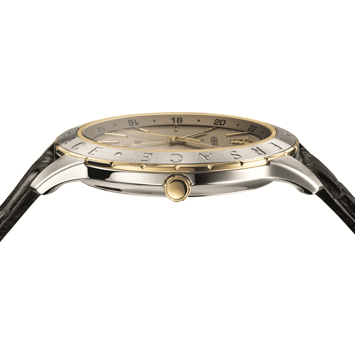  Shop Authentic Versace Univers Beige Dial Black Leather Strap Watch for Men - VEBK00218 - Luxxuri