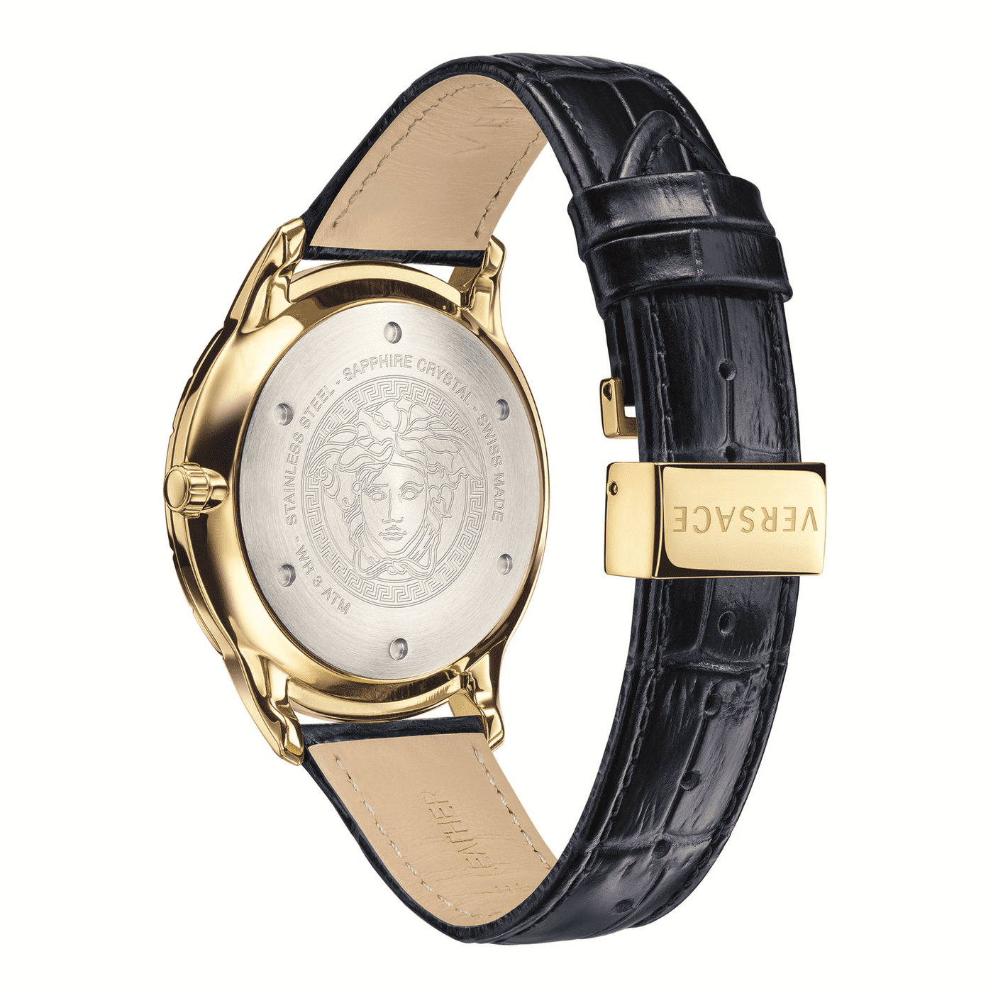 Versace Univers Navy Blue Dial Navy Blue Leather Strap Watch for Men - VEBK00318
