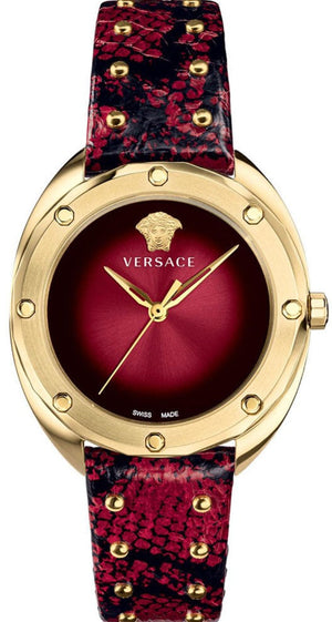  Shop Authentic Versace Shadov Quartz Red Dial Red Leather Strap Watch for Women - VEBM00918 - Luxxuri