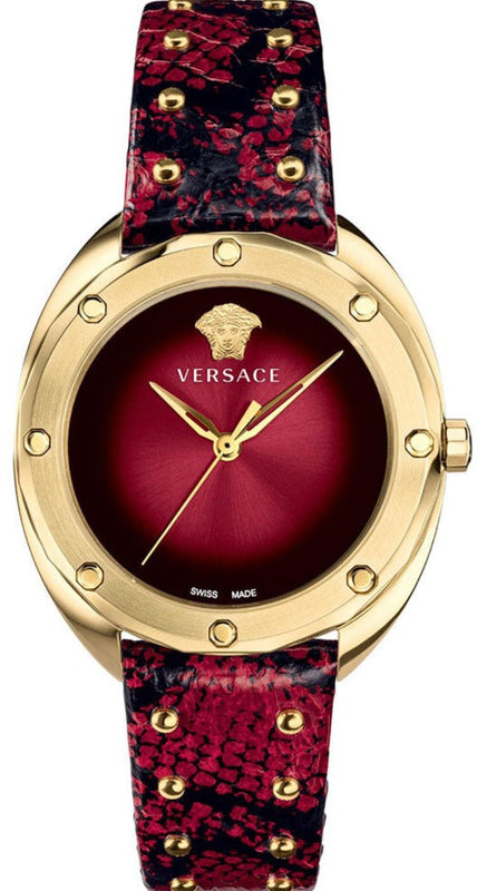  Shop Authentic Versace Shadov Quartz Red Dial Red Leather Strap Watch for Women - VEBM00918 - Luxxuri