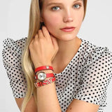  Shop Authentic Versace V-Flare Quartz Silver Dial Red Leather Strap Watch for Women - VEBN00418 - Luxxuri