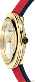  Shop Authentic Versace V-Flare Quartz Silver Dial Red Leather Strap Watch for Women - VEBN00418 - Luxxuri