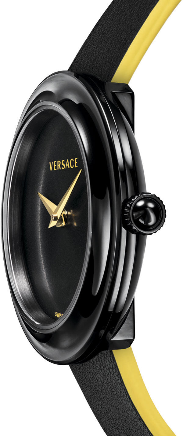  Shop Authentic Versace V-Flare Quartz Black Dial Black Leather Strap Watch for Women - VEBN00518 - Luxxuri