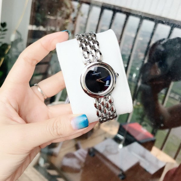  Shop Authentic Versace V-Flare Quartz Black Dial Silver Steel Strap Watch for Women - VEBN00618 - Luxxuri