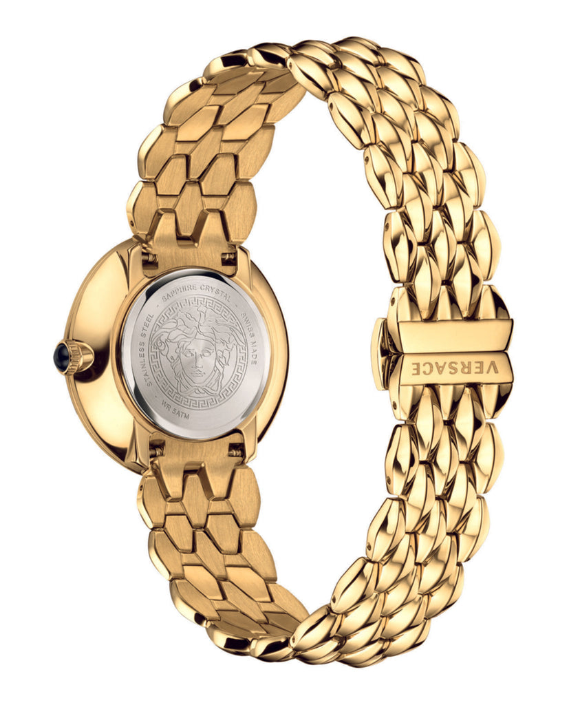  Shop Authentic Versace V-Flare Quartz Silver Dial Gold Steel Strap Watch for Women - VEBN00818 - Luxxuri