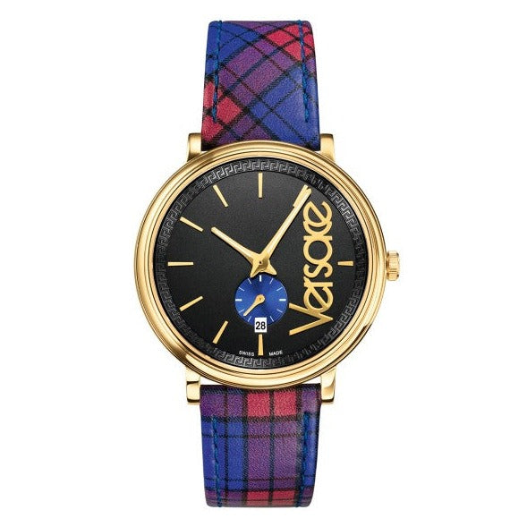  Shop Authentic Versace V-Circle The Clans Edition Black Dial Red & Blue Leather Strap Watch for Women - VEBQ00218 - Luxxuri