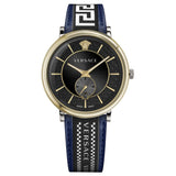  Shop Authentic Versace  V-Circle Black Dial Blue Leather Strap Watch for Men - VEBQ01419 - Luxxuri