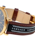  Shop Authentic Versace V-Circle Quartz Black Dial Brown Leather Strap Watch for Men - VEBQ01619 - Luxxuri