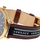  Shop Authentic Versace V-Circle Quartz Black Dial Brown Leather Strap Watch for Men - VEBQ01619 - Luxxuri