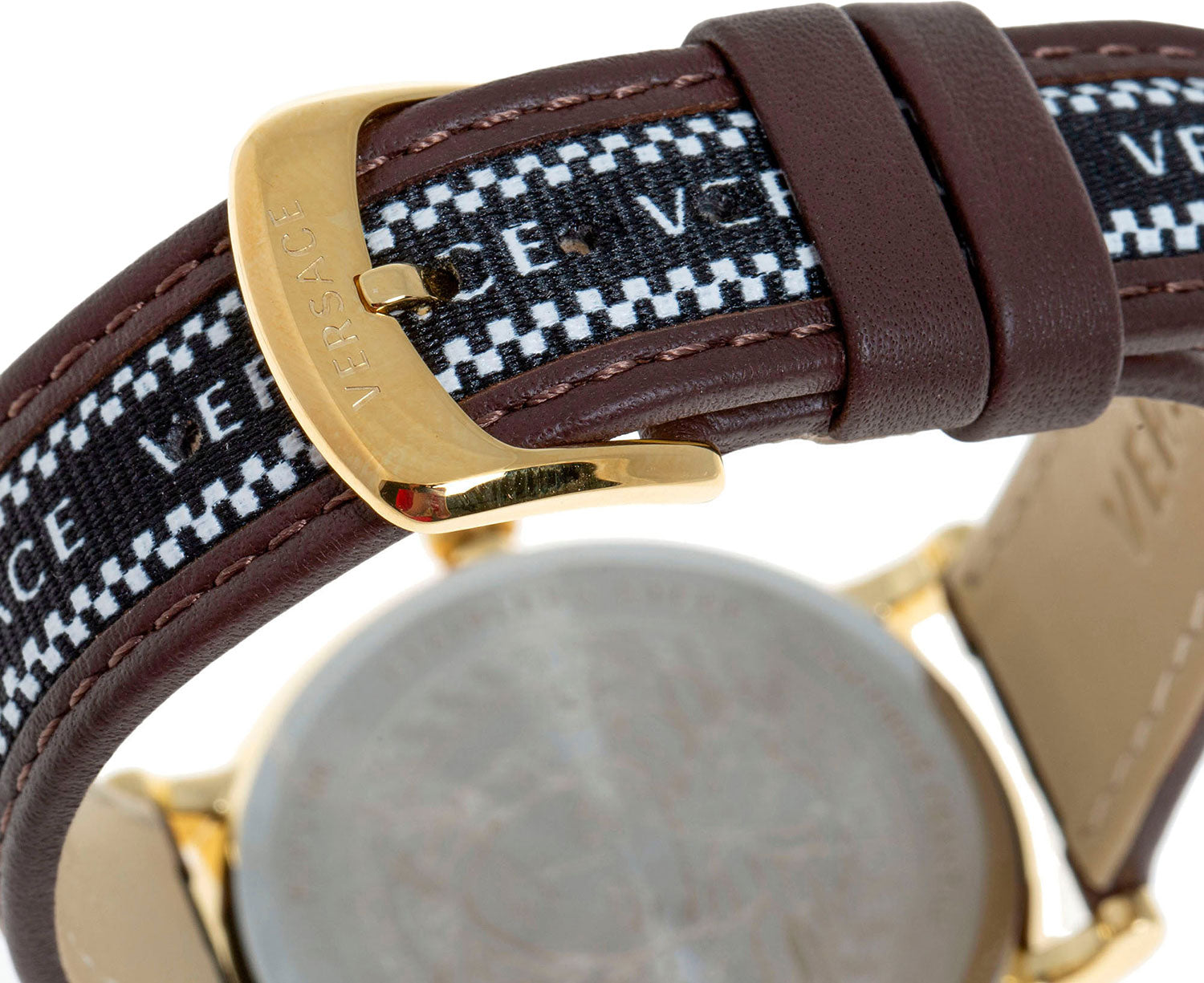  Shop Authentic Versace V-Circle Quartz Black Dial Brown Leather Strap Watch for Men - VEBQ01619 - Luxxuri