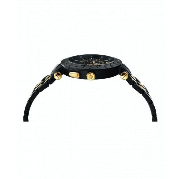 Versace V-Race Analog Quartz Black Dial Two Tone Steel Strap Watch For Men - VEBV00619