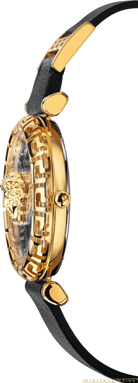  Shop Authentic Versace Palazzo Empire Greca Black Dial Black Leather Strap Watch for Women - VEDV00119 - Luxxuri