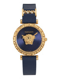  Shop Authentic Versace Palazzo Empire Greca Quartz Blue Dial Blue Leather Strap Watch for Women - VEDV00219 - Luxxuri