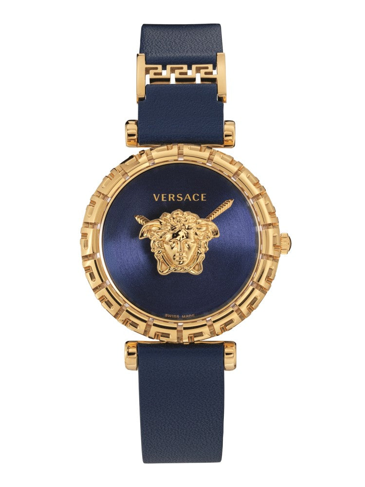  Shop Authentic Versace Palazzo Empire Greca Quartz Blue Dial Blue Leather Strap Watch for Women - VEDV00219 - Luxxuri