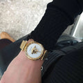  Shop Authentic Versace Palazzo Empire Greca White Dial Gold Mesh Bracelet Watch for Women - VEDV00619 - Luxxuri