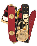  Shop Authentic Versace Medusa Lock Icon Gold Dial Red Leather Strap Watch for Women - VEDW00119 - Luxxuri