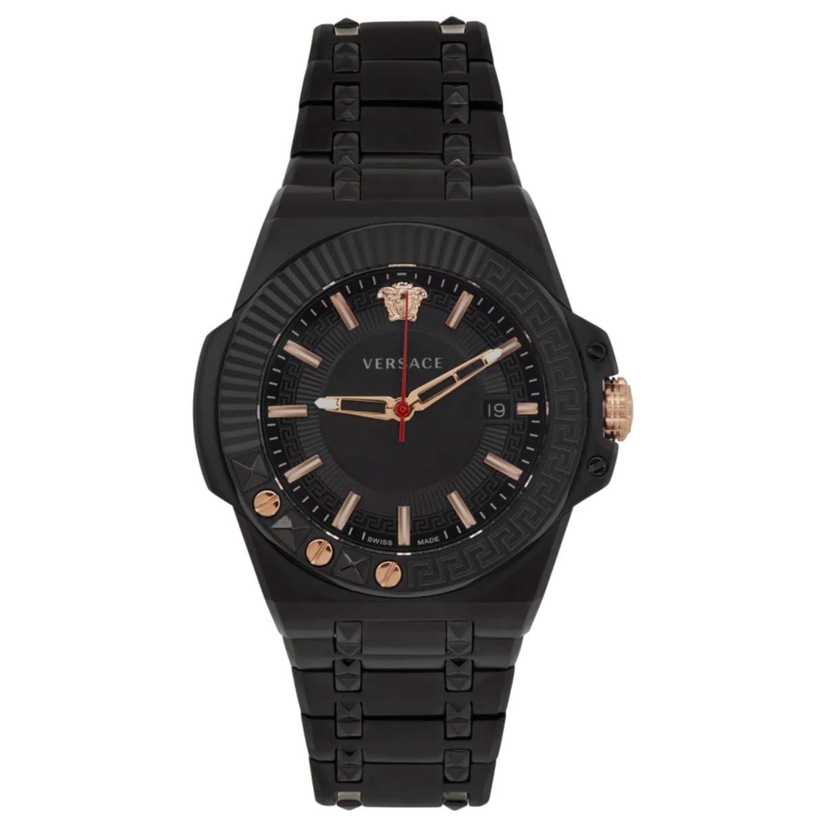  Shop Authentic Versace Chain Reaction Quartz Black Dial Black Steel Strap Watch for Men - VEDY00719 - Luxxuri
