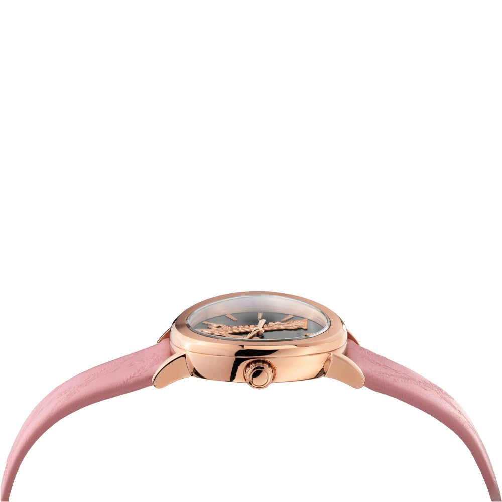  Shop Authentic Versace Virtus Quartz Grey Dial Pink Leather Strap Watch for Women - VEHC00319 - Luxxuri