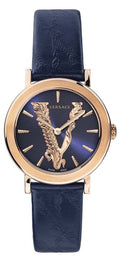  Shop Authentic Versace Virtus Quartz Blue Dial Blue Leather Strap Watch for Women - VEHC00419 - Luxxuri