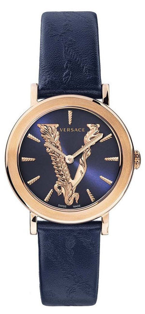  Shop Authentic Versace Virtus Quartz Blue Dial Blue Leather Strap Watch for Women - VEHC00419 - Luxxuri