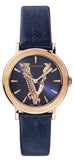  Shop Authentic Versace Virtus Quartz Blue Dial Blue Leather Strap Watch for Women - VEHC00419 - Luxxuri