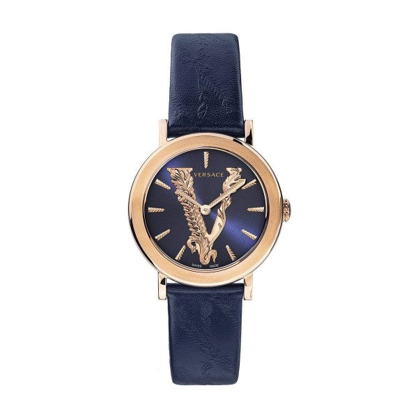  Shop Authentic Versace Virtus Quartz Blue Dial Blue Leather Strap Watch for Women - VEHC00419 - Luxxuri