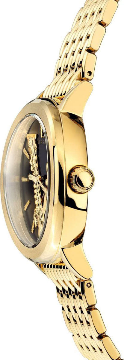  Shop Authentic Versace Virtus Quartz Black Dial Gold Steel Strap Watch for Women - VEHC00619 - Luxxuri