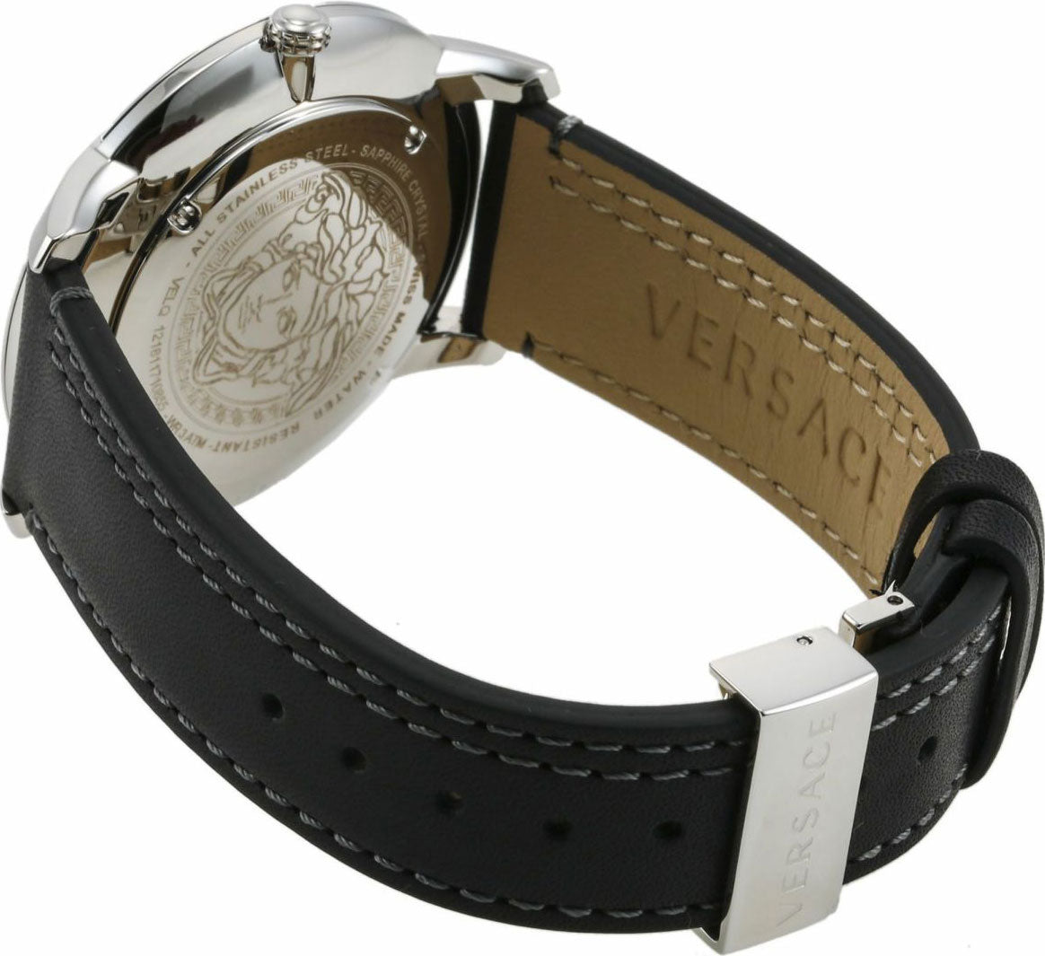  Shop Authentic Versace V Urban Black Dial Black Leather Strap Watch for Men - VELQ00119 - Luxxuri