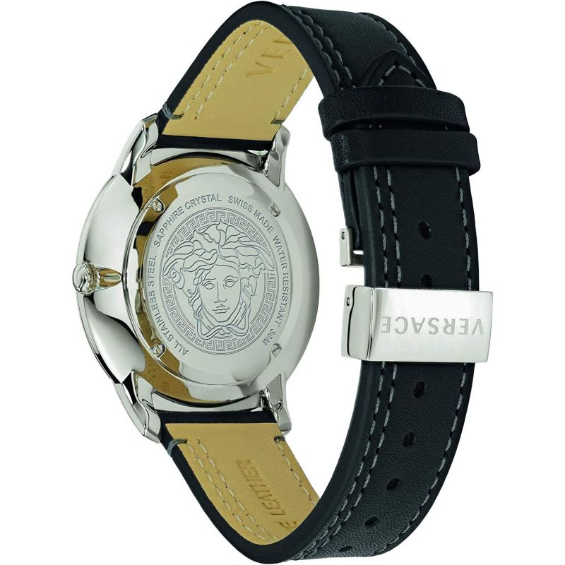  Shop Authentic Versace V Urban Black Dial Black Leather Strap Watch for Men - VELQ00119 - Luxxuri