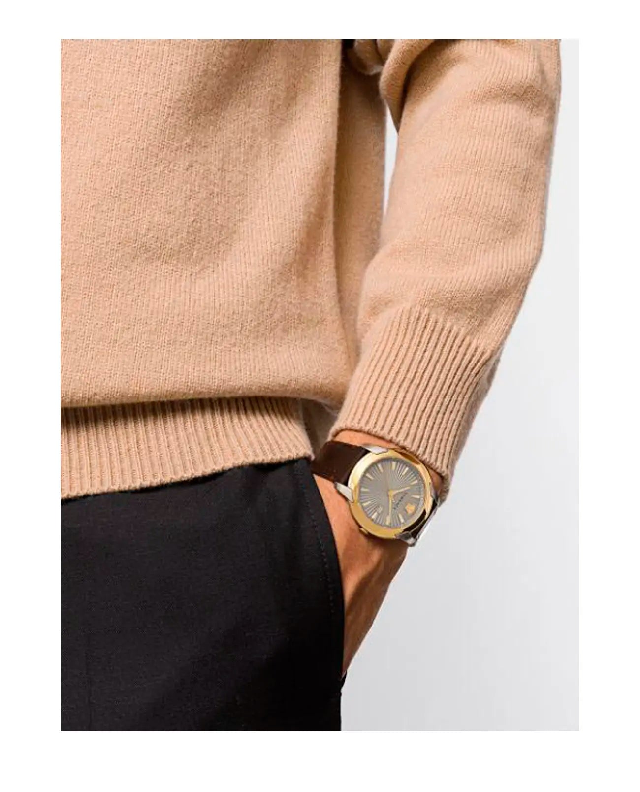  Shop Authentic Versace V-Urban Quartz Grey Dial Brown Leather Strap Watch for Men - VELQ00219 - Luxxuri