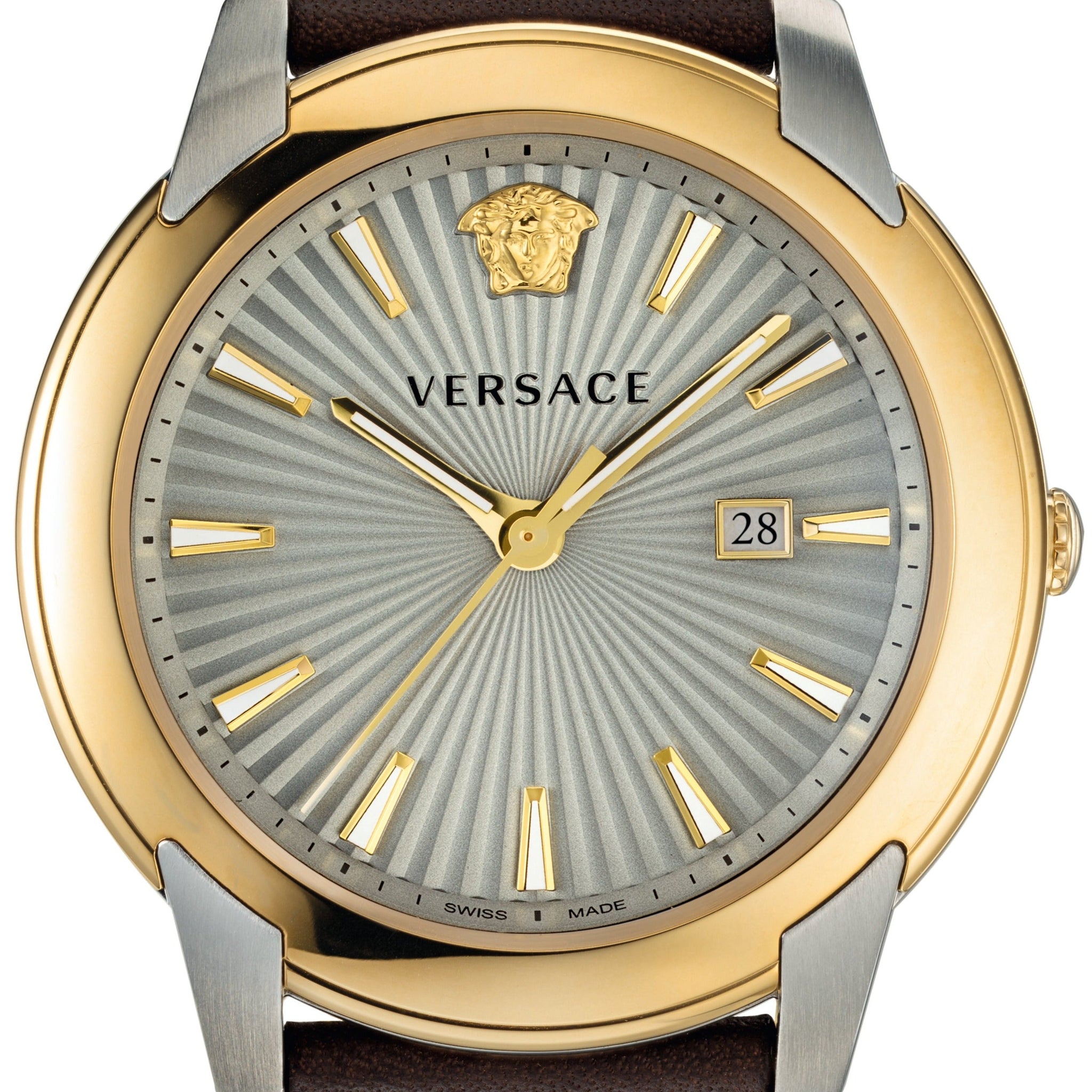  Shop Authentic Versace V-Urban Quartz Grey Dial Brown Leather Strap Watch for Men - VELQ00219 - Luxxuri