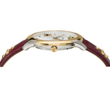  Shop Authentic Versace Audrey Quartz Silver Dial Red Leather Strap Watch for Women - VELR00219 - Luxxuri