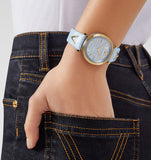  Shop Authentic Versace V-Twist Blue Dial Blue Leather Strap Watch for Women - VELS00319 - Luxxuri
