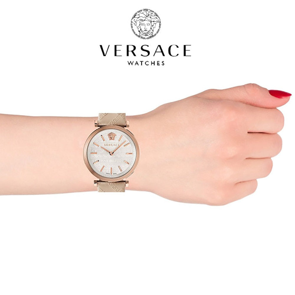  Shop Authentic Versace V-Twist White Dial White Leather Strap Watch for Women - VELS00419 - Luxxuri