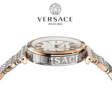  Shop Authentic Versace V-Twist White Dial Two Tone Mesh Bracelet Watch for Women - VELS00719 - Luxxuri