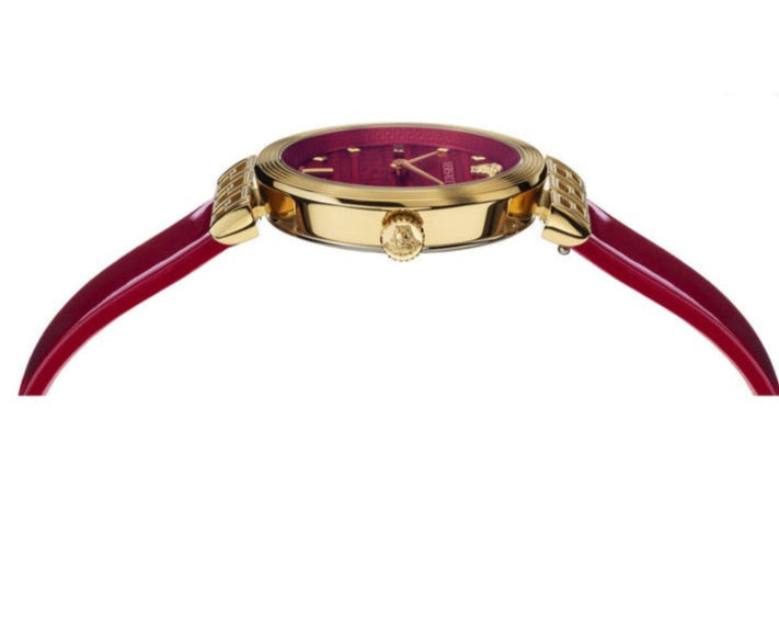  Shop Authentic Versace V-Motif Red Dial Red Leather Strap Watch for Women - VERE00418 - Luxxuri