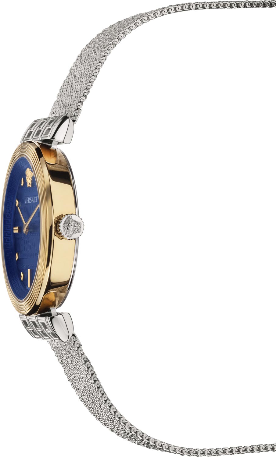  Shop Authentic Versace Meander Blue Dial Silver Mesh Bracelet Watch for Women - VELW00520 - Luxxuri