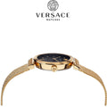  Shop Authentic Versace Meander Black Dial Gold Mesh Bracelet Watch for Women - VELW00720 - Luxxuri